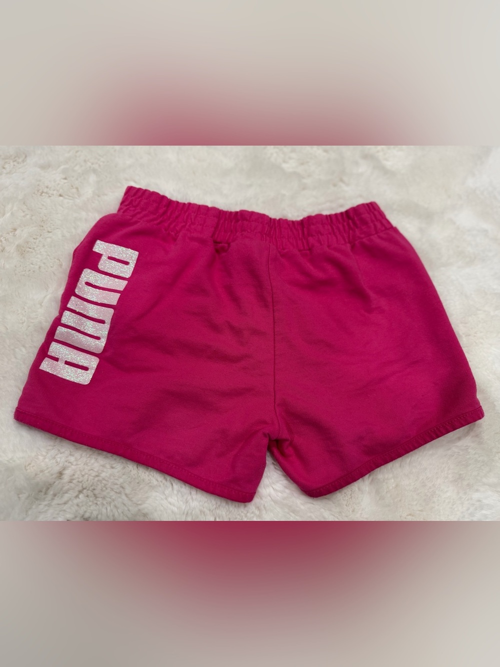 Puma Girls Bright Pink Athletic Shorts with White Logo